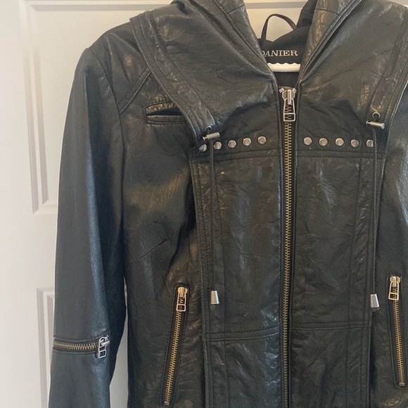Danier Leather Bomber Jacket with leather hood - Picture 2 of 5